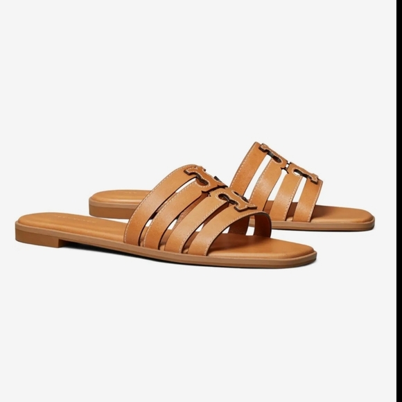 Tory Burch Ines Cage Slide Sandals – Carmello Cognac Leather – Size 9.5 – Preown - Picture 1 of 10